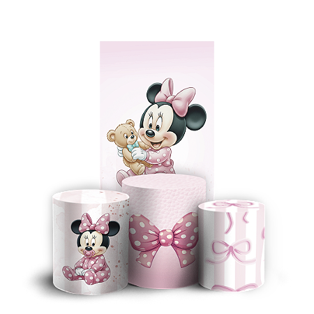 Capas Faixa Lateral e Trio Cilindro Sublimado Vest Facil - Minnie Baby Rosa