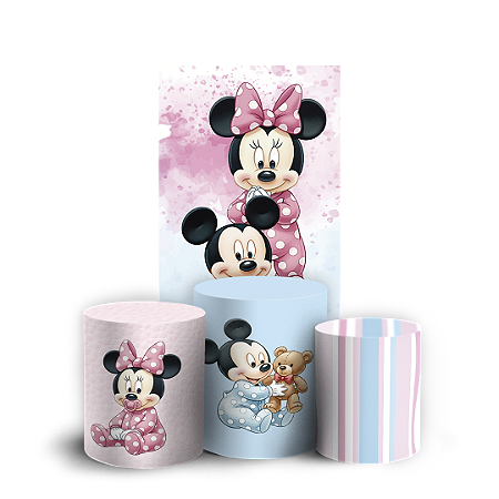 Capas Faixa Lateral e Trio Cilindro Sublimado Vest Facil - Mickey E Minnie Baby