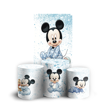 Capas Faixa Lateral e Trio Cilindro Sublimado Vest Facil - Mickey Baby Azul