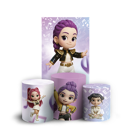 Capas Faixa Lateral e Trio Cilindro Sublimado Vest Facil - Guerreiras Do K Pop