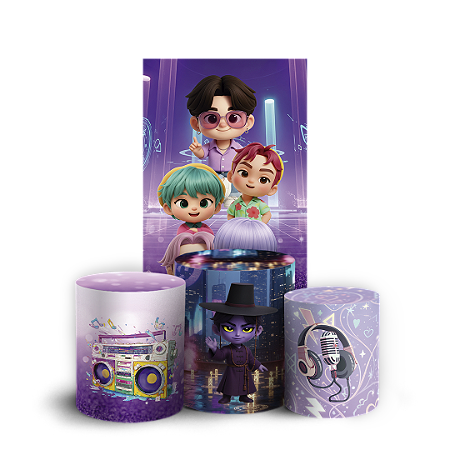 Capas Faixa Lateral e Trio Cilindro Sublimado Vest Facil - Guerreiras Do K Pop