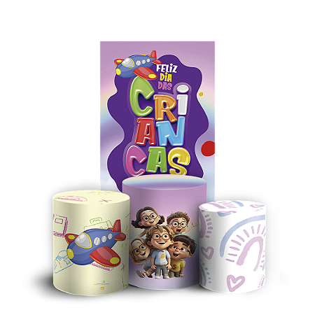 Capas Faixa Lateral e Trio Cilindro Sublimado Vest Facil - Dia Das Crianças