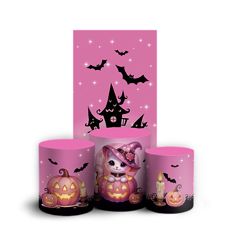 Capas Faixa Lateral e Trio Cilindro Sublimado Vest Facil - Gato Dia das Bruxas Halloween