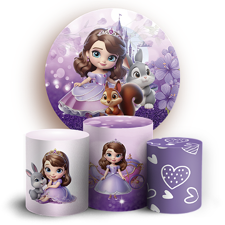 Capas Painel Redondo e Trio Cilindro Sublimado - Princesa Sofia