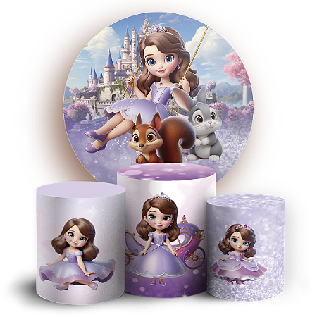 Capas Painel Redondo e Trio Cilindro Sublimado - Princesa Sofia
