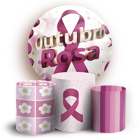 Capas Painel Redondo e Trio Cilindro Sublimado - Outubro Rosa