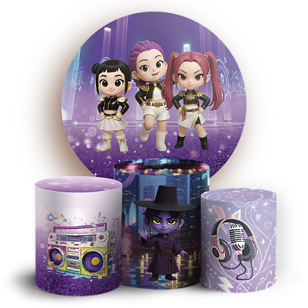 Capas Painel Redondo e Trio Cilindro Sublimado - Guerreiras Do K Pop