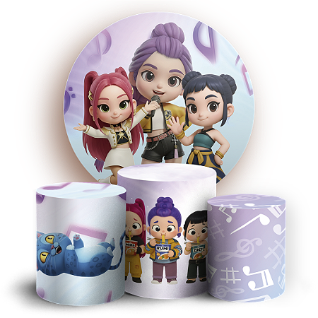 Capas Painel Redondo e Trio Cilindro Sublimado - Guerreiras Do K Pop