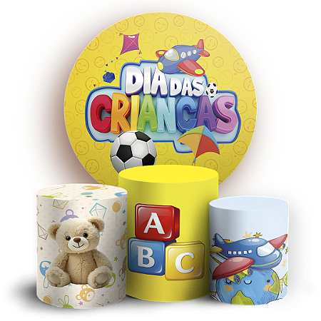 Capas Painel Redondo e Trio Cilindro Sublimado - Dia Das Crianças