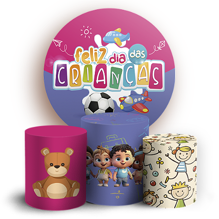 Capas Painel Redondo e Trio Cilindro Sublimado - Dia Das Crianças