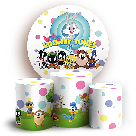 Capas Painel Redondo e Trio Cilindro Sublimado - Baby Looney Tunes