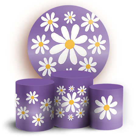 Capas Painel Redondo e Trio Cilindro Sublimado - Flor Margarida