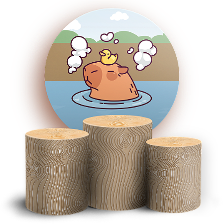 Capas Painel Redondo e Trio Cilindro Sublimado - Capivara