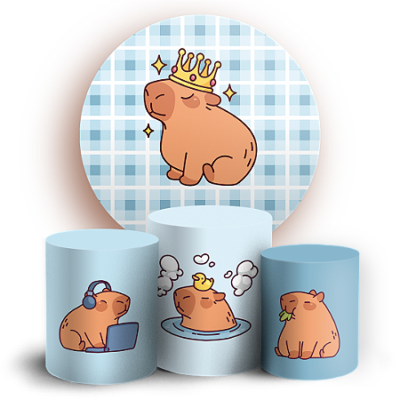 Capas Painel Redondo e Trio Cilindro Sublimado - Capivara