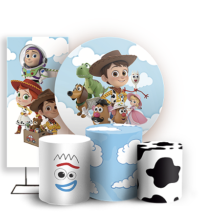 Capas Painel Redondo Trio Cilindro e Faixa Lateral Sublimado - Toy Story