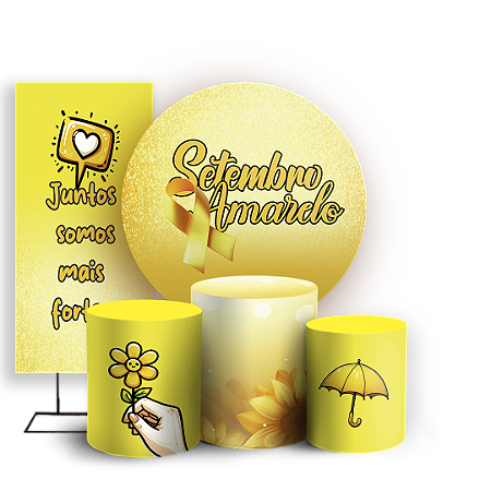 Capas Painel Redondo Trio Cilindro e Faixa Lateral Sublimado - Setembro Amarelo