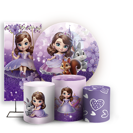 Capas Painel Redondo Trio Cilindro e Faixa Lateral Sublimado - Princesa Sofia