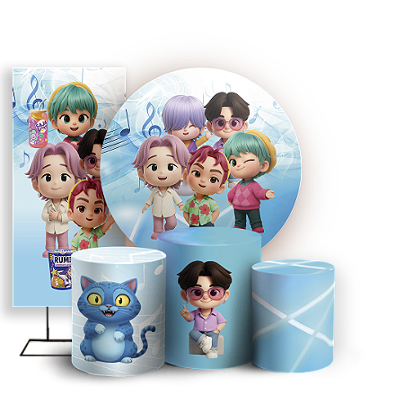 Capas Painel Redondo Trio Cilindro e Faixa Lateral Sublimado - Guerreiras Do K Pop