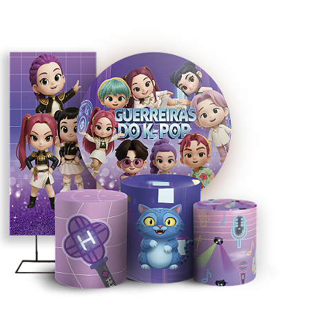 Capas Painel Redondo Trio Cilindro e Faixa Lateral Sublimado - Guerreiras Do K Pop