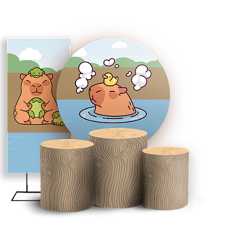 Capas Painel Redondo Trio Cilindro e Faixa Lateral Sublimado - Capivara