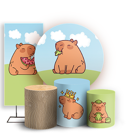 Capas Painel Redondo Trio Cilindro e Faixa Lateral Sublimado - Capivara