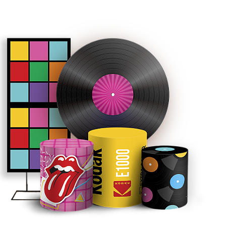 Capas Painel Redondo Trio Cilindro e Faixa Lateral Sublimado - Anos 80 - Vivi Mide