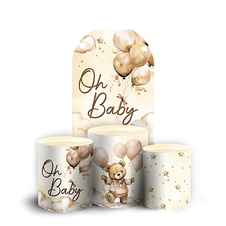 Capas Faixa Lateral e Trio Cilindro Sublimado Vest Facil - Ursinho Bege