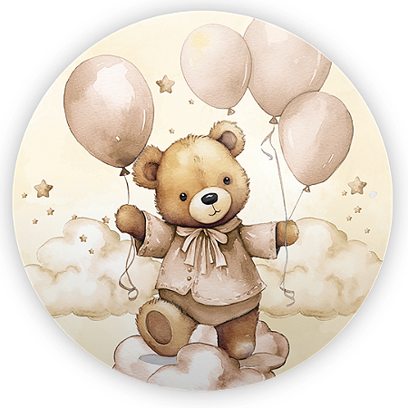 Capa Painel Redondo Sublimado - Ursinho Bege