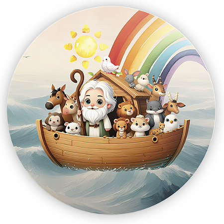 Capa Painel Redondo Sublimado - Arca de Noé