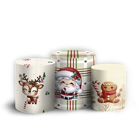Capas Trio Cilindro Sublimado Vest Facil - Natal