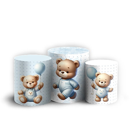 Capas Trio Cilindro Sublimado Vest Facil - Ursinho Azul
