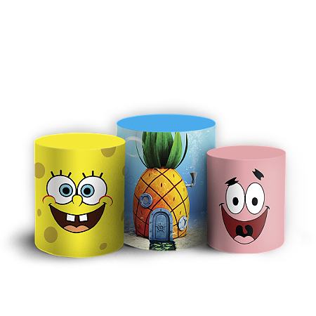 Capas Trio Cilindro Sublimado Vest Facil - Bob Esponja