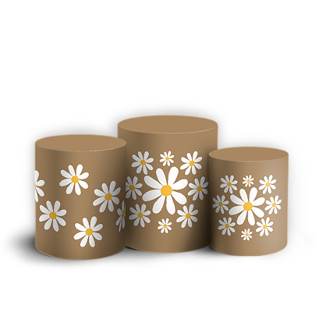 Capas Trio Cilindro Sublimado Vest Facil - Flor Margarida