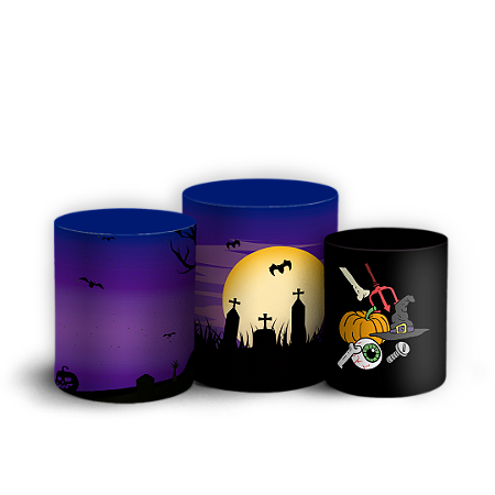 Capas Trio Cilindro Sublimado Vest Facil - Dia das Bruxas Halloween