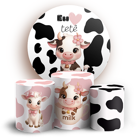 Capas Painel Redondo e Trio Cilindro Sublimado - Vaquinha Eu Amo Tetê