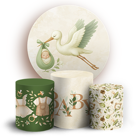 Capas Painel Redondo e Trio Cilindro Sublimado - Chá Revelação