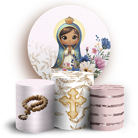 Capas Painel Redondo e Trio Cilindro Sublimado - Nossa Senhora