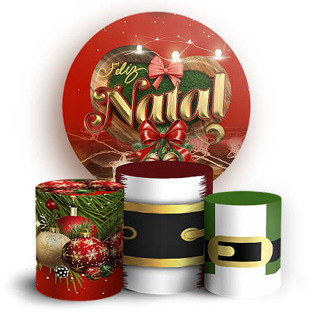Capas Painel Redondo e Trio Cilindro Sublimado - Natal