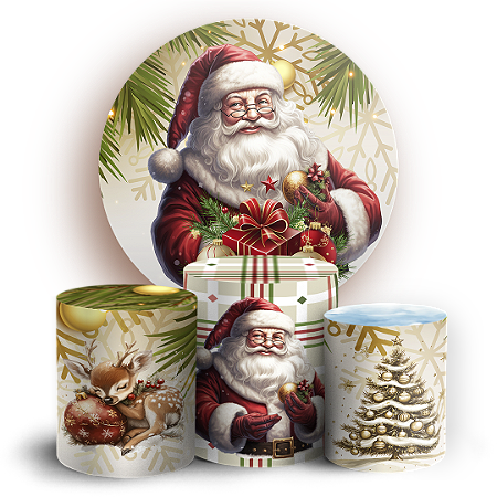 Capas Painel Redondo e Trio Cilindro Sublimado - Natal