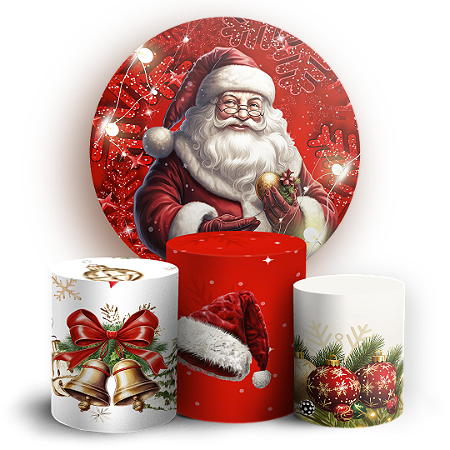 Capas Painel Redondo e Trio Cilindro Sublimado - Natal