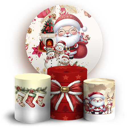 Capas Painel Redondo e Trio Cilindro Sublimado - Natal