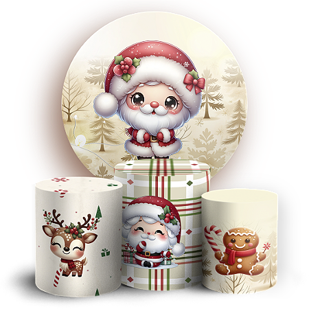 Capas Painel Redondo e Trio Cilindro Sublimado - Natal
