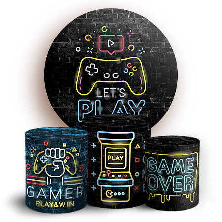 Capas Painel Redondo e Trio Cilindro Sublimado - Video Game