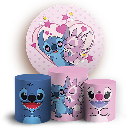 Capas Painel Redondo e Trio Cilindro Sublimado - Stitch