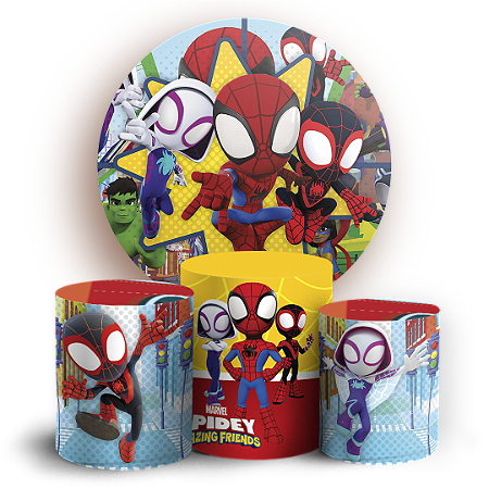 Capas Painel Redondo e Trio Cilindro Sublimado - Homem Aranha
