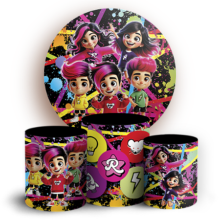 Capas Painel Redondo e Trio Cilindro Sublimado - Emilly Vick Os Rosa