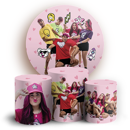 Capas Painel Redondo e Trio Cilindro Sublimado - Emilly Vick Os Rosa