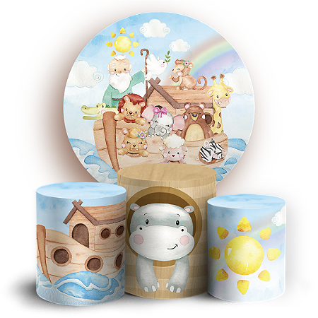 Capas Painel Redondo e Trio Cilindro Sublimado - Arca de Noé