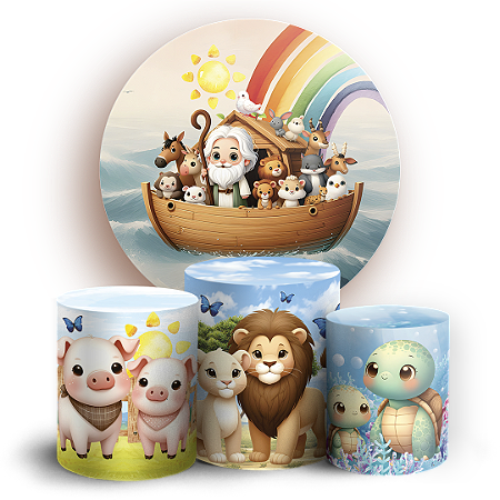 Capas Painel Redondo e Trio Cilindro Sublimado - Arca de Noé