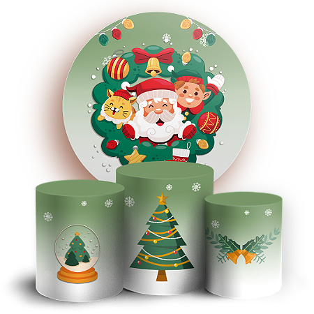 Capas Painel Redondo e Trio Cilindro Sublimado - Natal